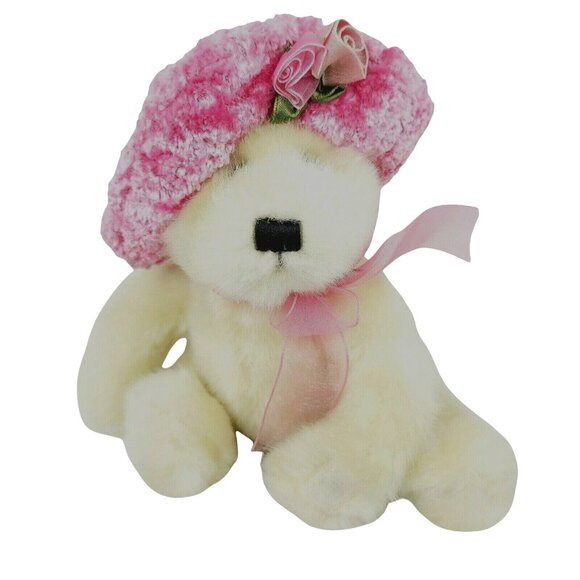 Dan Dee Bear Plush Easter Spring Pink Floppy Hat Flower Scarf Stuffed Animal - Picture 1 of 10